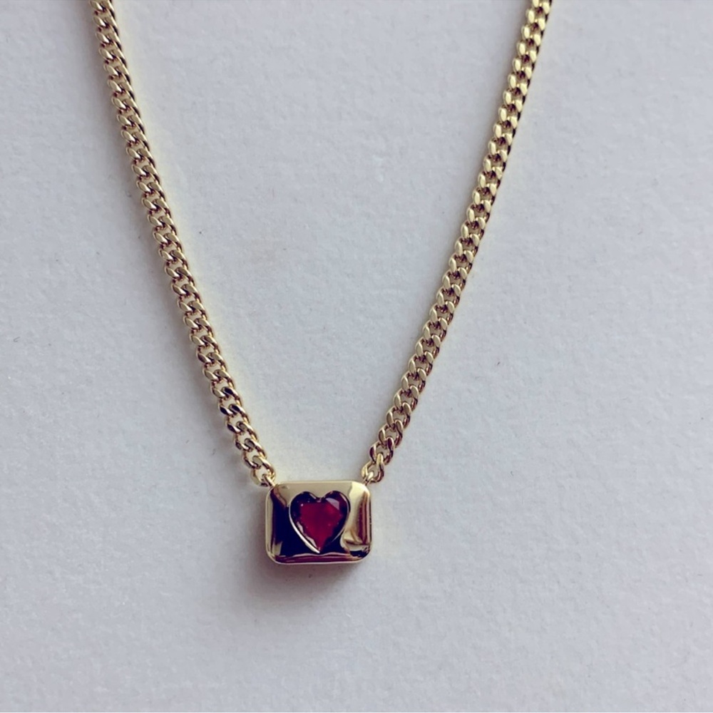 14k Gold Plated Heart Pendant Necklace - Picture 3 of 6